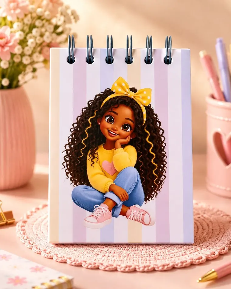 Caderno listrado: Capa pastel com espiral